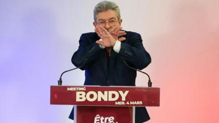 Jean-Luc Mélenchon en meeting à Bondy, en Seine-Saint-Denis, le 4 mars 2026