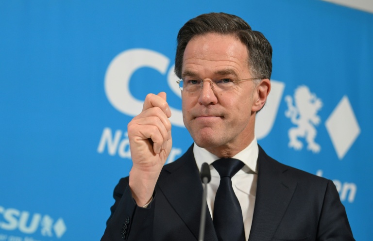 Le secrétaire général de l'Otan Mark Rutte s'exprime en marge de la la Conférence de Munich sur la sécurité (MSC), le 14 février 2026