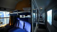 Une voiture-couchette du tout premier train de nuit Paris-Berlin lancé par la compagnie néerlando-belge European Sleeper, parti à 18H03 le 26 mars 2026. Elle relance une liaison ferroviaire nocturne entre les deux capitales européennes abandonnée fin 2025 par les chemins de fer français et allemands