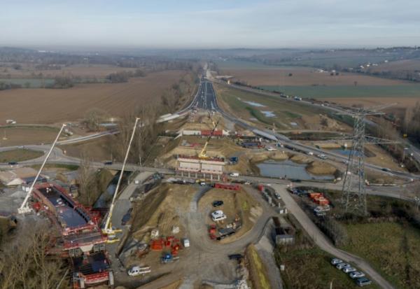 Le chantier de l'A69 près de Verfeil (Haute-Garonne) le 27 février 2025