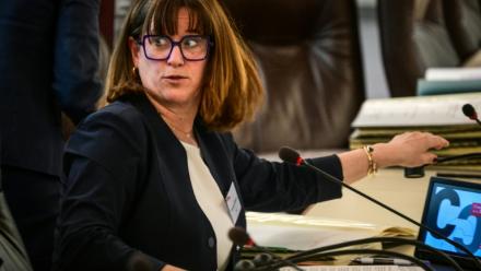 a présidente de la Métropole de Lyon, Véronique Sarselli (LR), le 26 mars 2026 à Lyon