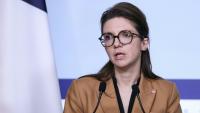 La ministre déléguée chargée de la Lutte contre les discriminations Aurore Bergé, lors d'une conéfrence de presse à l'Elysée, le 26 novembre 2025 à Paris