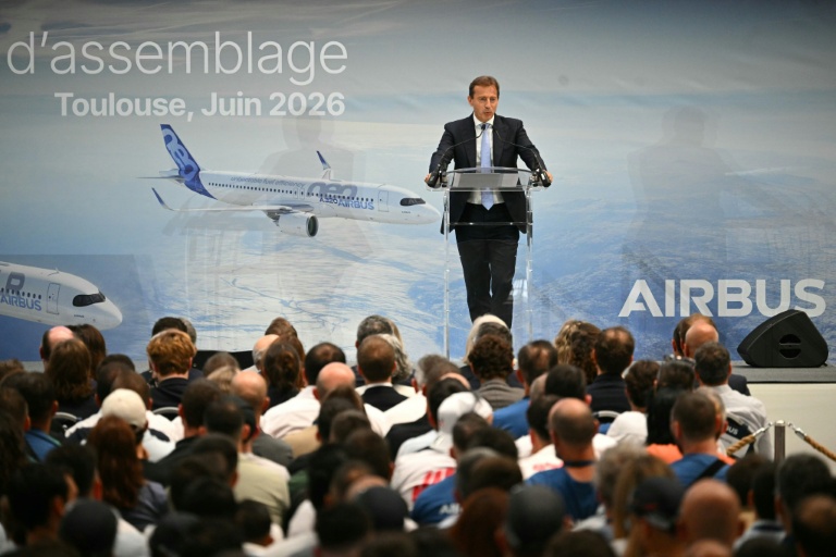 Guillaume Faury, le patron d'Airbus, lors de l'inauguration de la deuxième ligne d'assemblage de l'A320, Cornebarrieu, 15 juin 2026