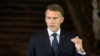 Le président français Emmanuel Macron lors d'une conférence de presse à Brühl, en Allemagne, le 17 juillet 2026