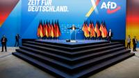 Alice Weidel, codirigeante du parti d'extrême droite Alternative pour l'Allemagne (AfD), s'adresse aux délégués lors d'un congrès du parti le 11 janvier 2025 à Riesa, dans l'est de l'Allemagne