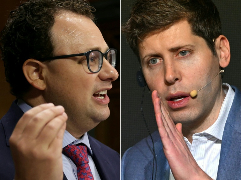 Les dirigeants d'Anthropic, Dario Amodei (g) en 2023, et d'Open AI, Sam Altman en 2025