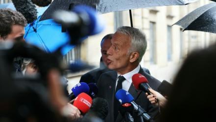 Le président du Medef Patrick Martin s'adresse à la presse, le 24 septembre 2025 à Paris