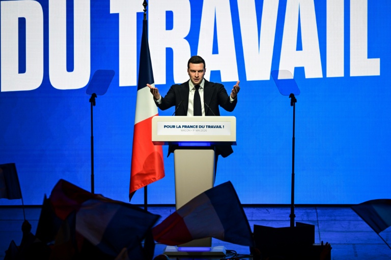 Le président du Rassemblement National (RN), Jordan Bardella, lors du rassemblement 