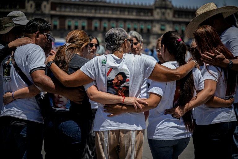 Manifestation sur les migrants portés disparus, à Mexico, le 14 mai 2026