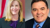 Cette combinaison montre deux images fournies à l'AFP de Melissa Hortman (à gauche) et John Hoffman, deux élus démocrates tuée et blessé samedi matin dans le Minnesota