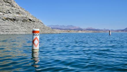 Vue du lac Mead, dans l'Etat du Nevada, aux Etats-Unis, le 21 août 2026