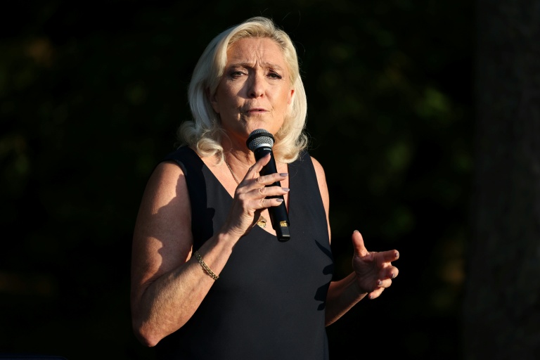 La présidente du groupe parlementaire du Rassemblement national (RN), Marine Le Pen, lors de la 