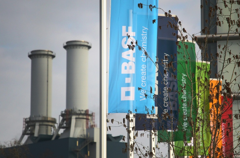 The logo of German chemical giant BASF is pictured at its headquarters in Ludwigshafen, 