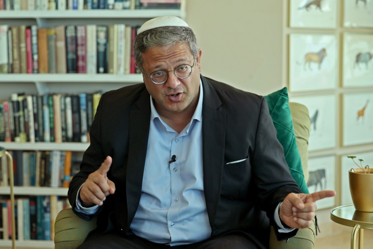Le politicien israélien d'extrême-droite Itamar Ben Gvir, lors d'une entrevue avec l'AFP à Tel-Aviv, le 6 octobre 2022
