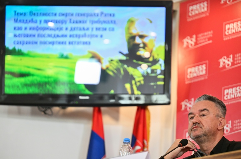 Darko Mladic, le fils de l'ancien chef militaire des Serbes de Bosnie Ratko Mladic, lors d'une conférence de presse, le 4 septembre 2026 à Belgrade, en Serbie