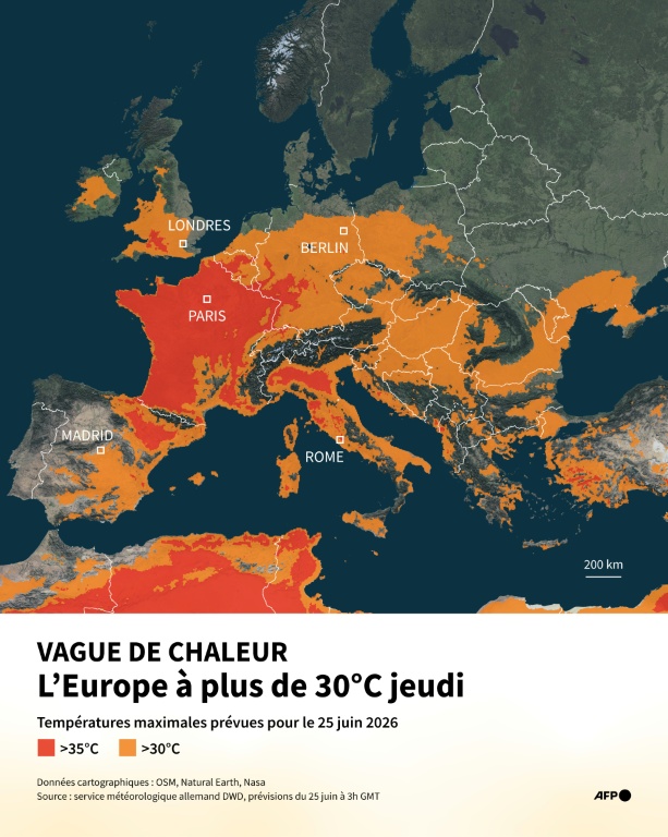 Vague de chaleur : l'Europe à plus de 30°C jeudi 25 juin
