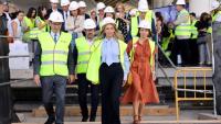 Le ministre français du Travail Jean-Pierre Farandou avec son homologue espagnole Yolanda Diaz et la leader de la CGT Sophie Binet lors de son déplacement en Espagne, mercredi 9 septembre 2026