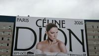 Un affiche annonçant le retour sur scène, à Paris, de la chanteuse canadienne Céline Dion, accrochée porte de Saint-Ouen au nord de Paris le 31 mars 2026
