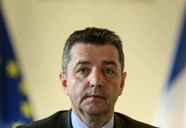 Gaël Perdriau, alors maire de Saint-Etienne, lors d'une conférence de presse à l'Hôtel de ville, le 29 janvier 2024