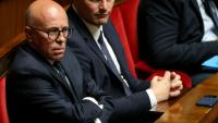 Le président du groupe parlementaire UDR, Éric Ciotti (g) lors des questions au gouvernement à l'Assemblée nationale, le 16 juin 2026 à Paris