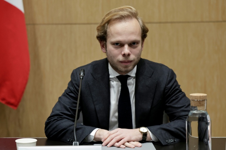 Le rapporteur de la commission d'enquête sur l'audiovisuel public, de l'UDR allié au RN, Charles Alloncle, le 17 décembre 2025 à l'Assemblée nationale à Paris