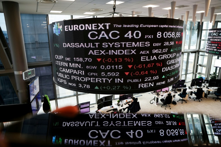 La salle de contrôle d'Euronext, société qui gère la Bourse de Paris, le 9 octobre 2025 à Paris