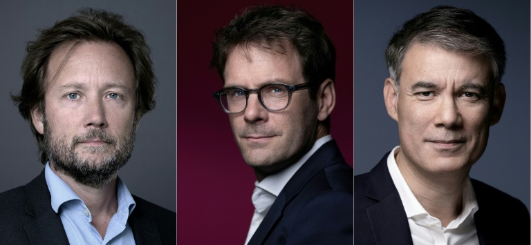 De g. à d.: Boris Vallaud, Nicolas Mayer-Rossignol et Olivier Faure