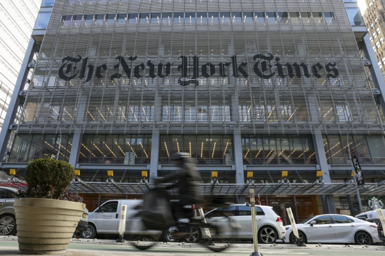 Façade du New York Times, dans la ville éponyme, le 22 janvier 2026