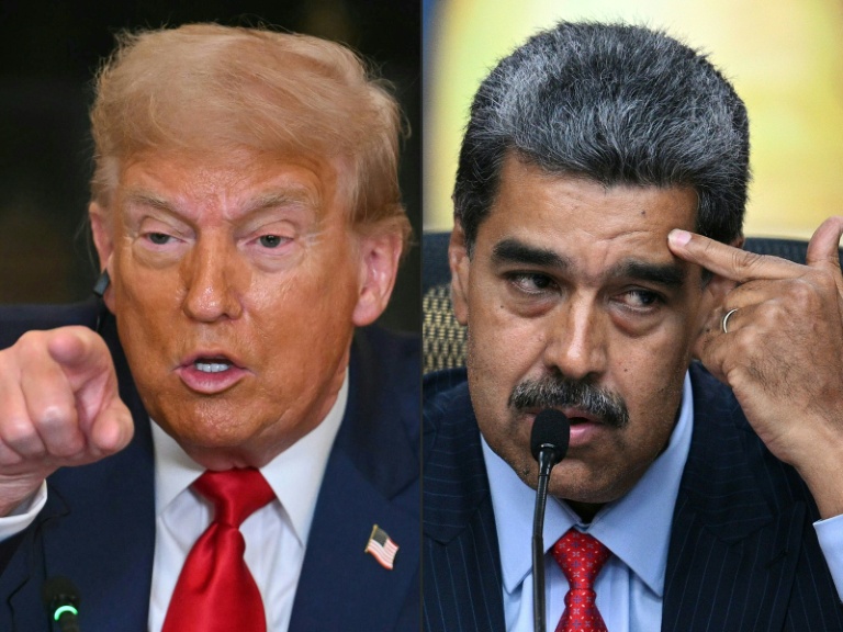 Cette combinaison d'images créée le 7 août 2025 montre le président américain Donald Trump (g.) à Washington, le 9 juillet 2025, et le président vénézuélien Nicolas Maduro à Caracas, le 31 juillet 2024