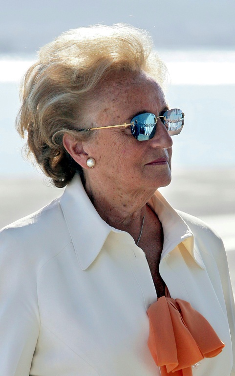 Bernadette Chirac, le 15 août 2004 à bord du navire Charles de Gaulle au large de Toulon