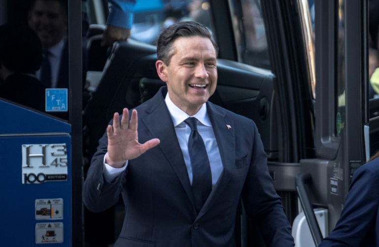 Le chef du parti conservateur Pierre Poilievre à Montréal le 17 avril 2025