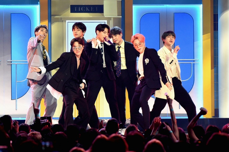 Les membres du groupe BTS le 1er mai 2019, à Las Vegas, Nevada.