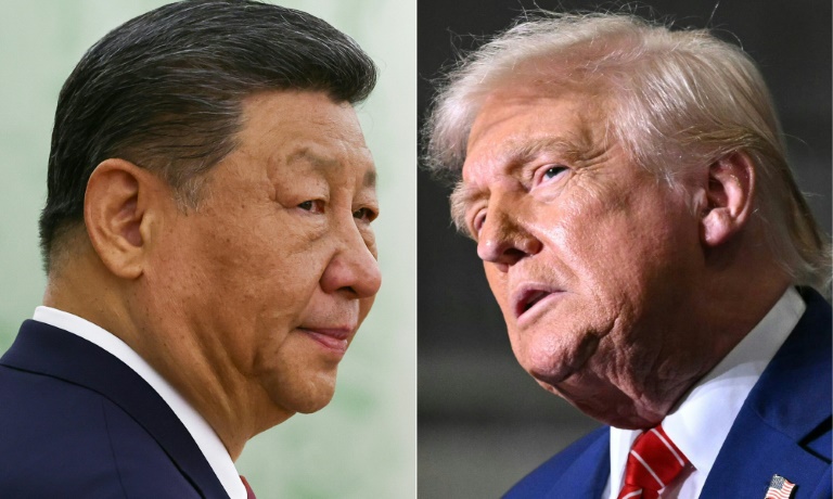 Photomontage créé le 5 juin 2025 montrant les présidents chinois Xi Jinping et américain Donald Trump