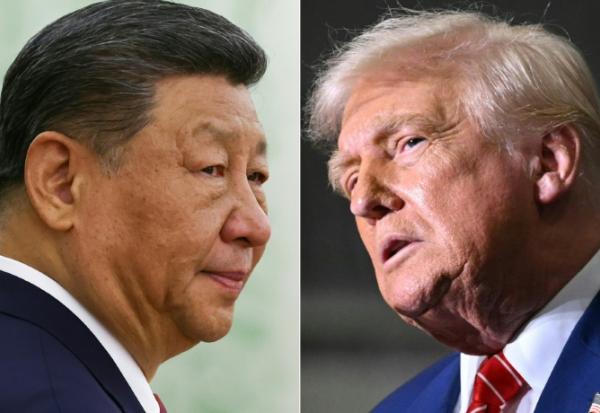 Photomontage créé le 5 juin 2025 montrant les présidents chinois Xi Jinping et américain Donald Trump 