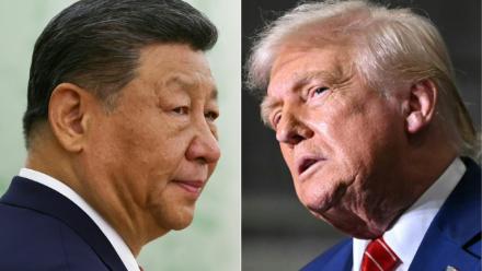 Photomontage créé le 5 juin 2025 montrant les présidents chinois Xi Jinping et américain Donald Trump 