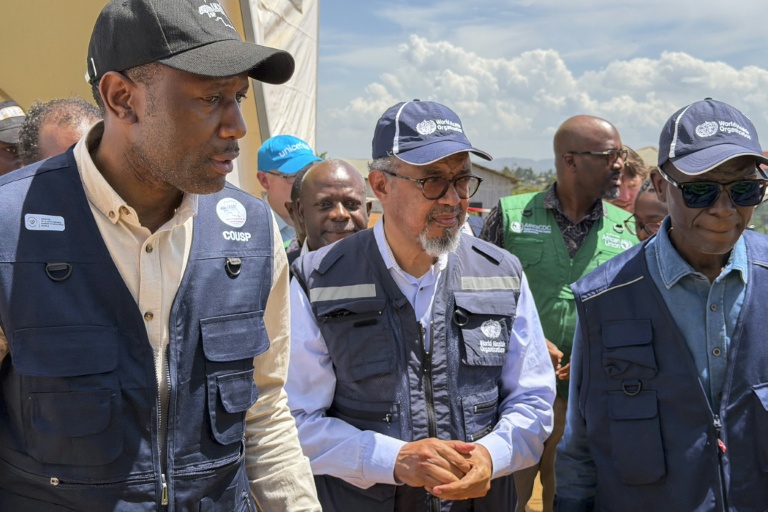 Le chef de l'Organisation mondiale de la santé (OMS), Tedros Adhanom Ghebreyesus, le 30 mai 2026 à Bunia, dans l'est de la République démocratique du Congo