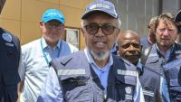 Le chef de l'Organisation mondiale de la santé (OMS), Tedros Adhanom Ghebreyesus, le 30 mai 2026 à Bunia, dans l'est de la République démocratique du Congo