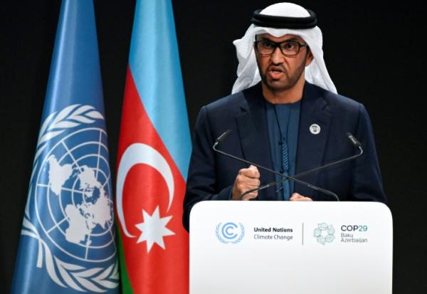Sultan al-Jaber, ministre émirati de l'Industrie, lors de l'ouverture de la COP29 le 11 novembre 2024 à Bakou