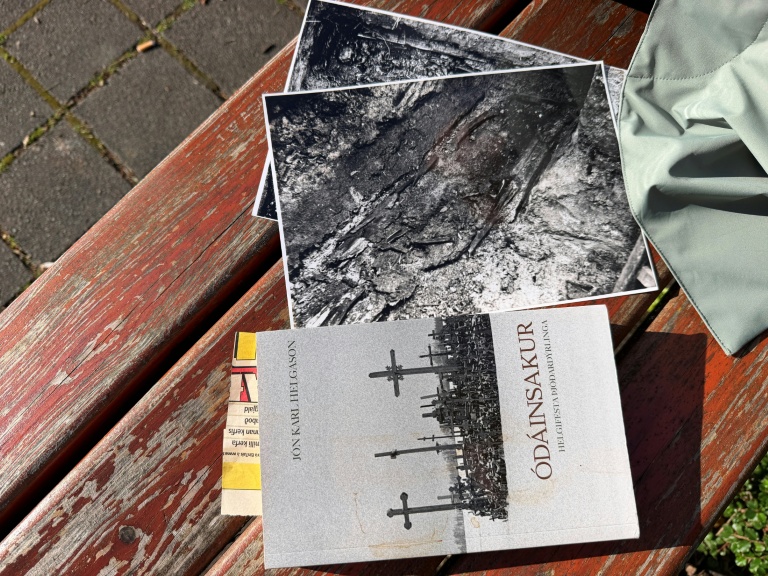 Des photos et le livre sur le poète Jonas Hallgrimsson écrit par Jon Karl Helgason, ancien enseignant et spécialiste de 