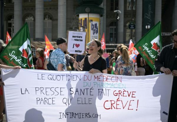 Manifestation pour la défense des métiers de la presse, à Paris, le 18 juin 2026
