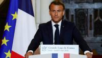Le président Emmanuel Macron prononce un discours devant les francs-maçons de la Grande Loge de France, le 5 mai 2025 à Paris