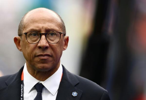 Le président de la Fédération française de football Philippe Diallo arrive au stade de Foxborough, près de Boston, le 26 juin 2026