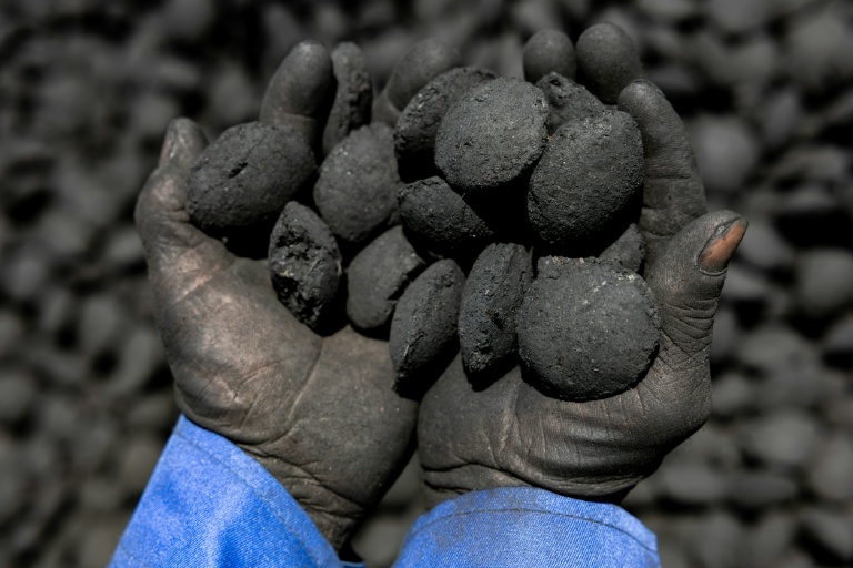 Briquettes de charbon fabriqué avec des déchets végétaux, à N'Djamena, le 30 avril 2025