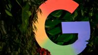 Le logo de Google lors d'une conférence de presse à Berlin, le 11 novembre 2025