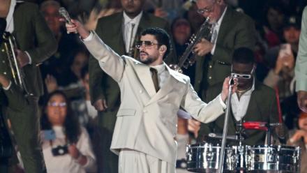 Le chanteur portoricain Bad Bunny en concert à Mexico le 10 décembre 2025