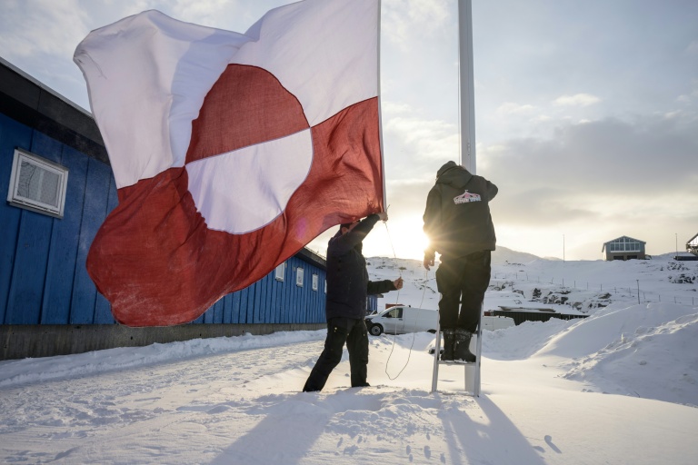 Le drapeau du Groenland, à Nuuk le 24 mars 2026