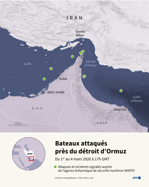Bateaux attaqués près du détroit d'Ormuz