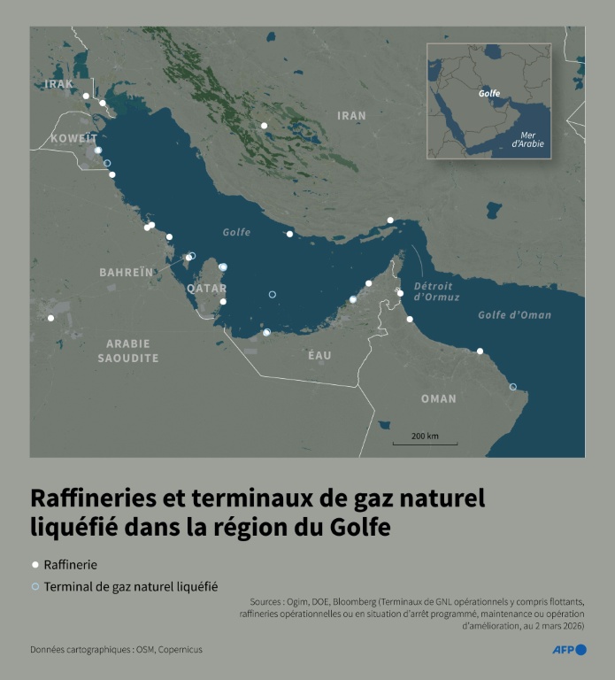 Raffineries et terminaux de gaz naturel liquéfié dans la région du Golfe