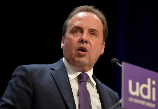 Jean-Christophe Lagarde, alors président de l'UDI, lors d'un conseil extraodinaire du parti à Vincennes, près de Paris, le 22 janvier 2022