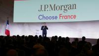 Le président Emmanuel Macron lors d'un discours pendant la conférence Global Markets en amont du sommet Choose France, à Paris le 15 mai 2025